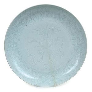 Chinese carved celadon charger, Guangxu mark, 19th century - Ceramics ...