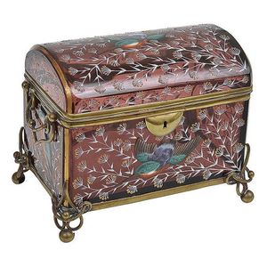 A Moser Bohemian ruby glass jewellery casket, circa 1900 hand…