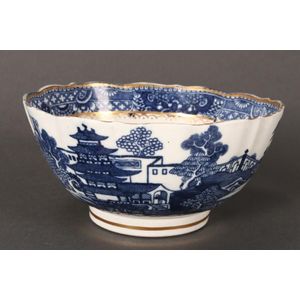 Pagoda Blue Transferware Porcelain Tea Cup and Saucer