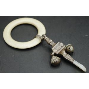 Sterling silver & mother of pearl baby's rattle hallmarked…