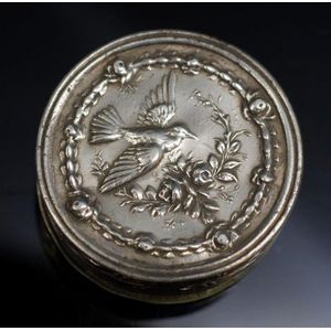 Antique French silver hinged pill box marked Minerva maker Ee.…