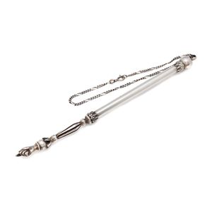 A silver torah pointer; width 6 mm, length 16 cm on a later 21…