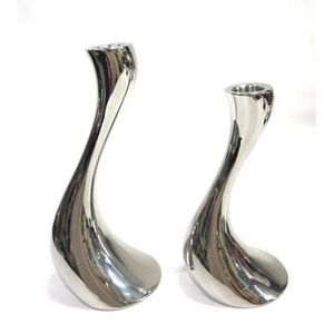 Two Georg Jensen 'Cobra' stainless steel candle sticks, height…