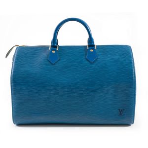 Blue Louis Vuitton Epi Speedy 30 Boston Bag