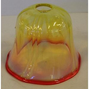 Antique vaseline glass lamp shade, in pink and yellow tones