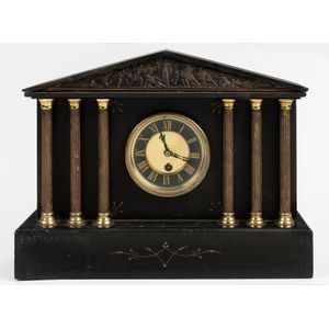 French Antique Slate Clock with Gilt Decoration, 19th Century - Clocks ...