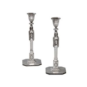 A pair of Austrian silver candlesticks, Vienna, 1805, each on a…