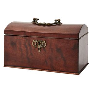 A George III mahogany tea caddy, the domed rising top with…