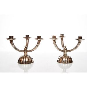 Pair of Viennese Secessionist silver candlesticks mark of a. K.…