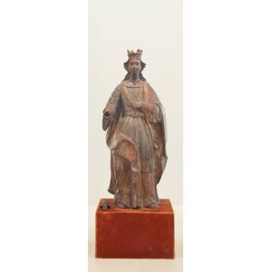 A pearwood polychrome figure of a Saint, probably Portuguese,…
