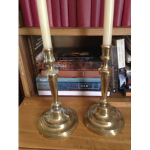 Sold at Auction: PAIR OF ENGLISH BRASS PUSH-UP CANDLESTICKS 19th
