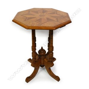 A colonial mixed woods occasional table, the inlaid top…