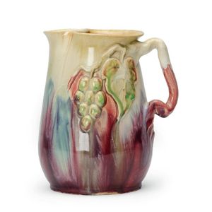 Remued: Pottery jug with applied branch handle, grapes & leaf…