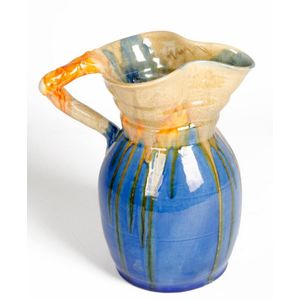 Remued: Large pottery jug with branch handle & flared rim,…