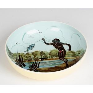 Guy Boyd, Pottery fruit bowl with hand painted scene of an…