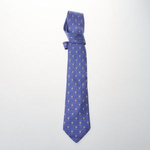 Hermés Square dot silk Men’s Tie shops Blue/Gold