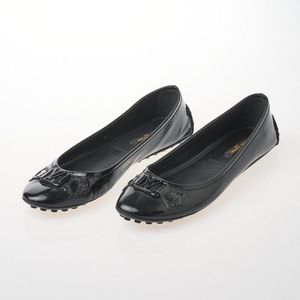 Auth Louis Vuitton Black Patent Leather Ballerina/Ballet Flats Sz  39/8/8.5-NEW!