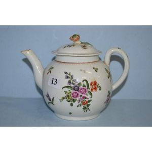 Restored Floral Worcester Teapot from First Period - Worcester - Ceramics