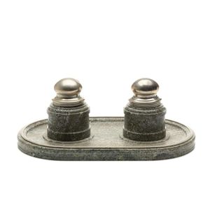 Stone Inkstand Belgian Silver Lidded Stone Inkstand, Width 30 cm - Writing - Inkwells ...