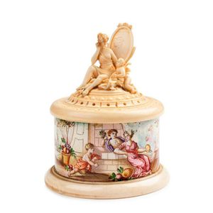 A Continental carved ivory and enamel box, probably Austrian,…