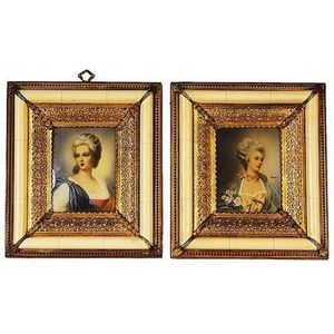 Minature hand painted pair of portraits in a gilt filigree…