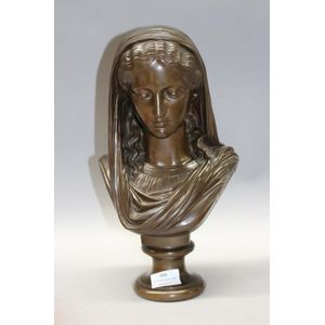 Eugene Aizelin (1821-1902) bronze bust of a veiled young lady,…