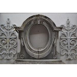 French 19th century zinc round window mount with scroll and…