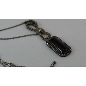 Silver, marcasite and onyx necklace