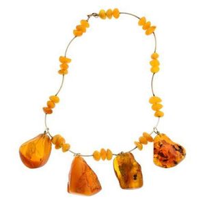 Butterscotch Amber Necklace with Freeform Silver Beads - Necklace/Chain ...