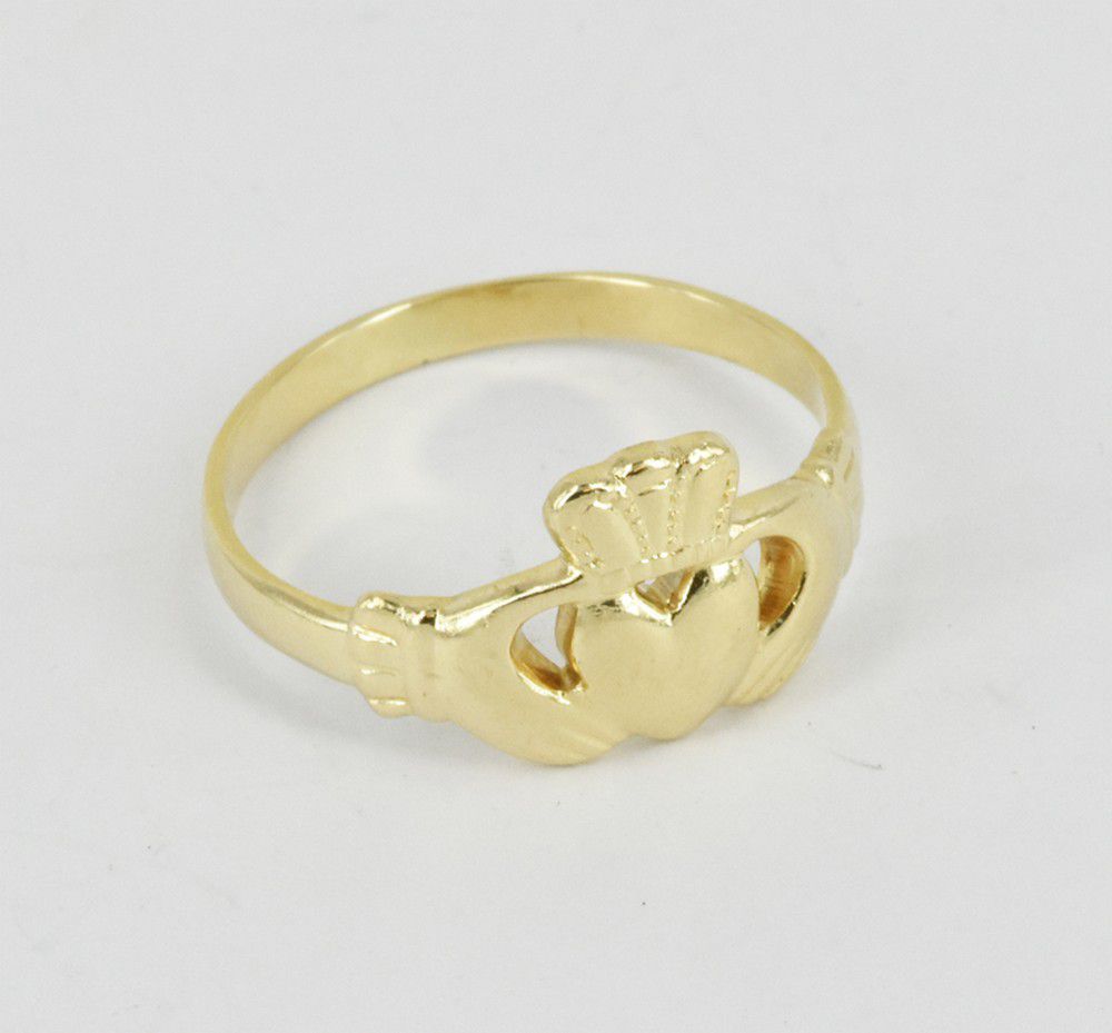 10ct Gold Claddagh Ring, Size P - 2.7g - Rings - Jewellery