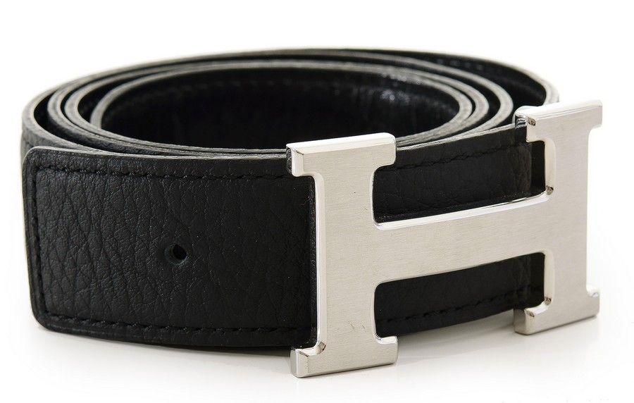 Hermes Black Leather Belt with Silver Buckle - Belts - Costume ...