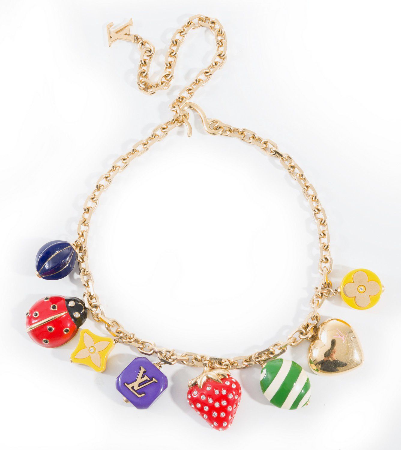 LV Charm Necklace in Gold with Enamel and Composites - Necklace/Chain