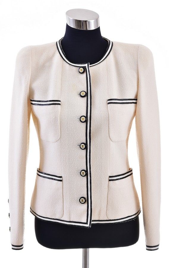 Chanel Cream Wool Jacket with 'CC' Buttons, Size FR38 - Clothing ...