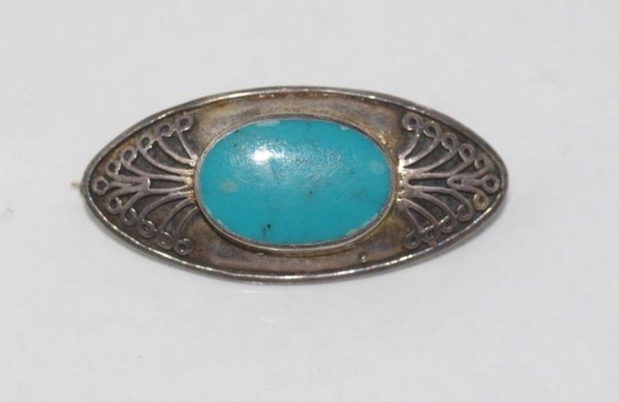 Turquoise and Silver Vintage Brooch - Brooches - Jewellery