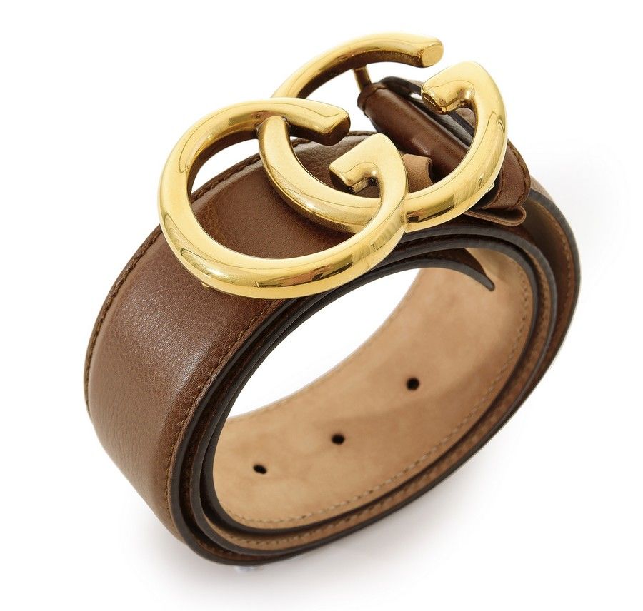 Gucci Tan Leather Belt with Gold 'GG' Buckle, Size 34 - Belts - Costume ...