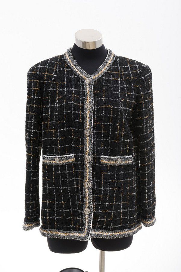 Chanel Black and Metallic Wool Blend Jacket, FR44 - Clothing - Women's ...