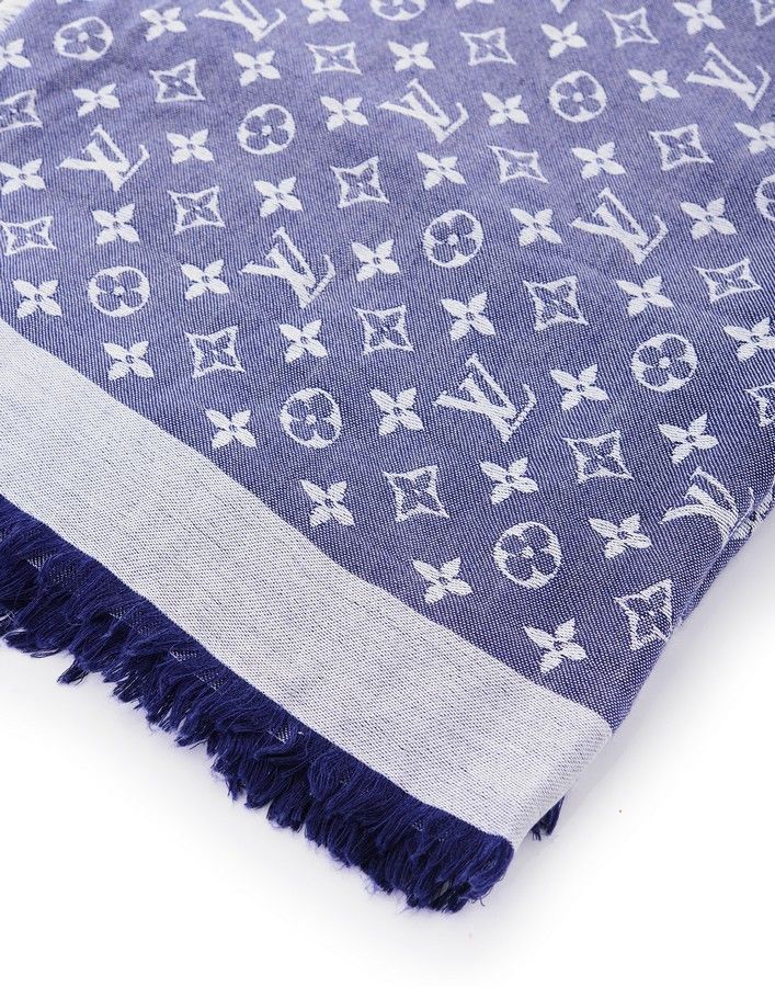 LV Monogram Silk Scarf in Blue and White - Shawls, Scarfs & Collars ...