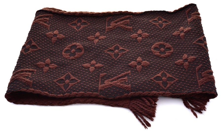 A scarf by Louis Vuitton, styled in brown wool blend with… - Shawls, Scarfs & Collars - Costume ...