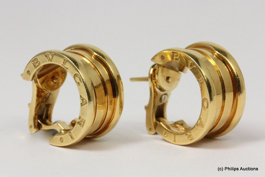 A pair of Bvlgari B zero 1 earrings, 18ct yellow gold, fully… - Earrings -  Jewellery