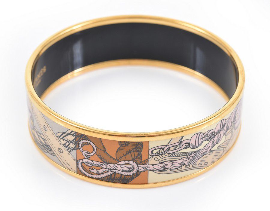 Hermes Nautical Enamel Bangle in Multicolour and Gold - Bracelets ...