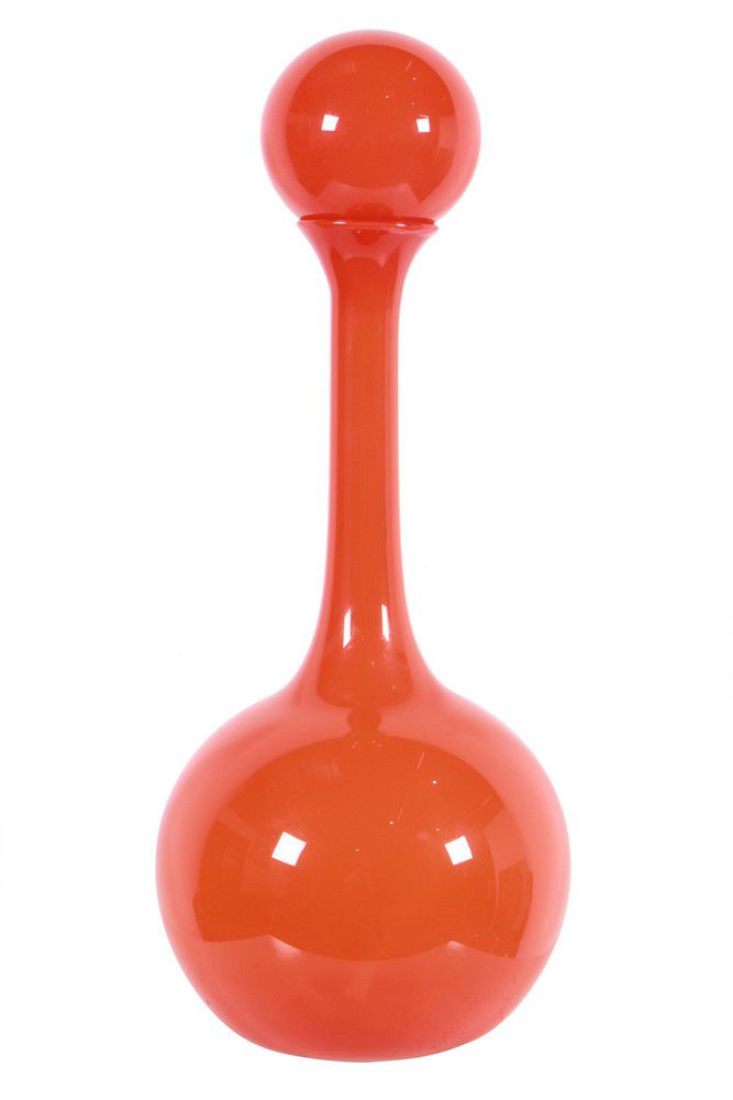 Orange Empoli Glass Vase with Stopper, 1960s European Glass