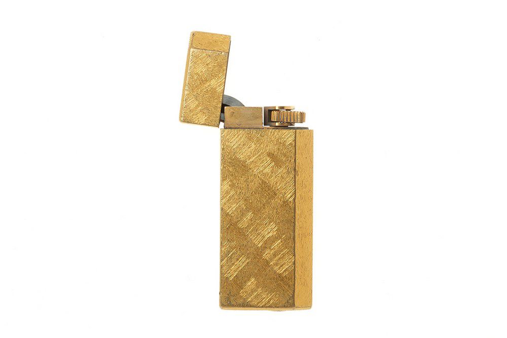 Vintage Cartier Gold Plated Lighter in Brushed Finish Smoking