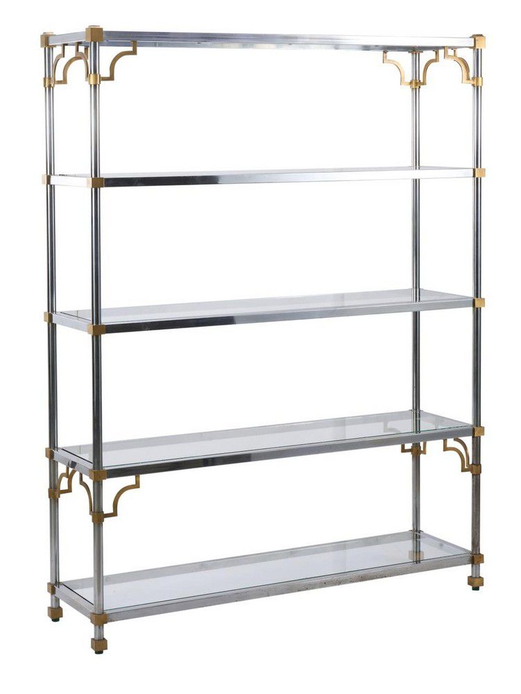 Italian Brass and Glass Shelf European Furniture Post 1950