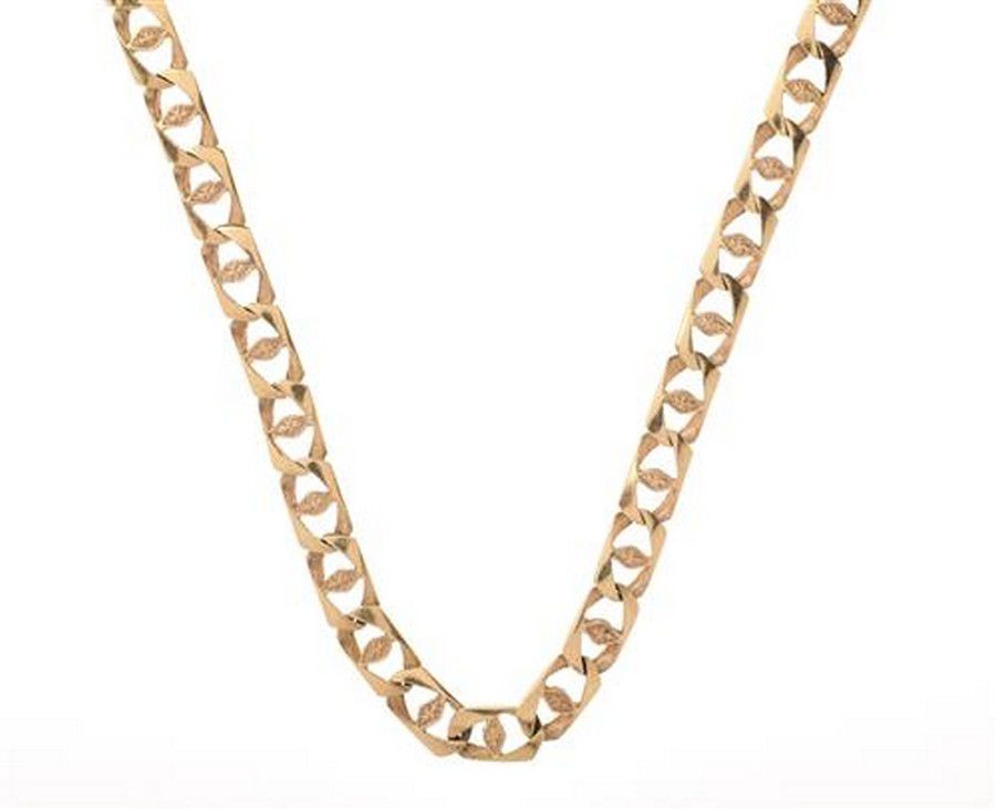 Fancy 9ct Gold Curb Chain - 51cm, 22.2g - Necklace/Chain - Jewellery