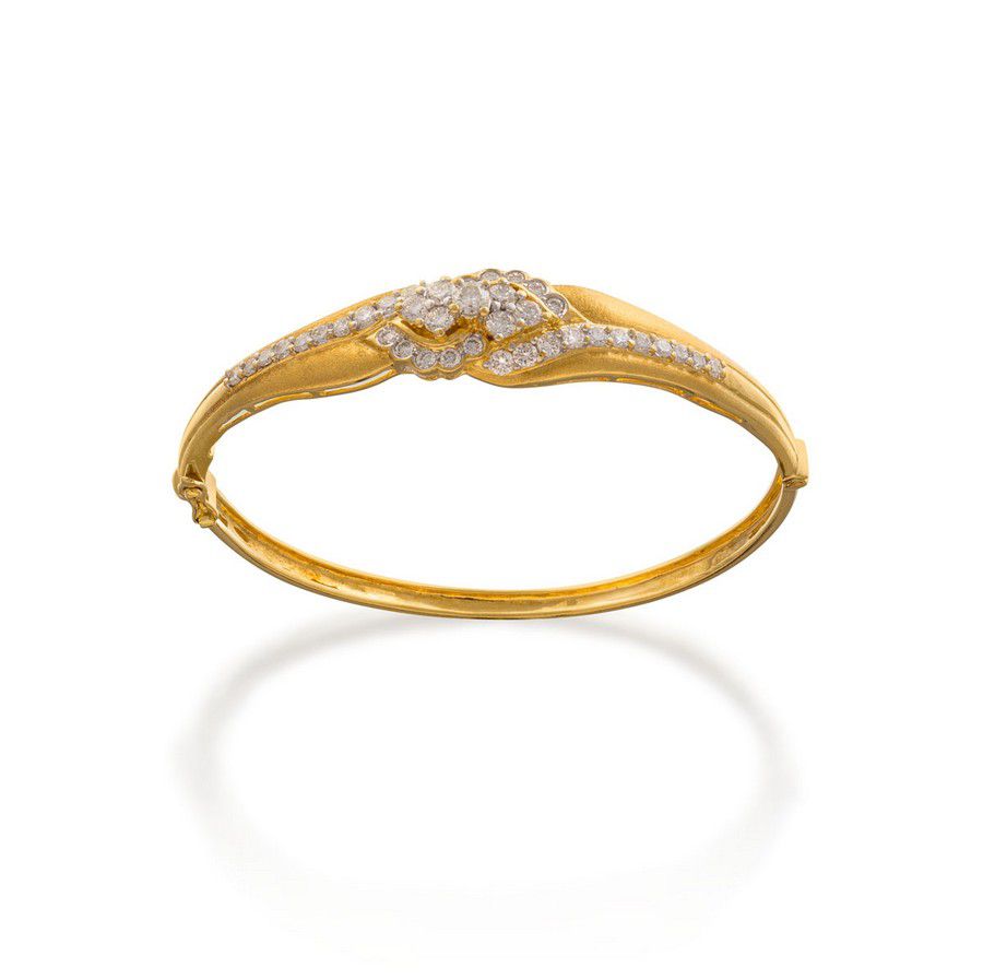 Diamond and Gold Hinged Bangle - Bracelets/Bangles - Jewellery