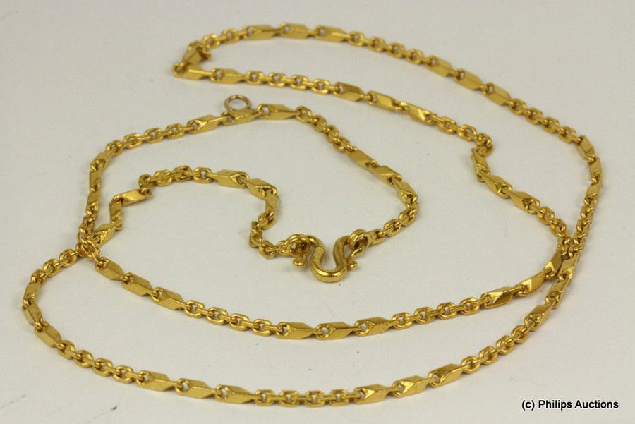 22ct Gold Box Link Chain with Cut Out Detail - Necklace/Chain - Jewellery