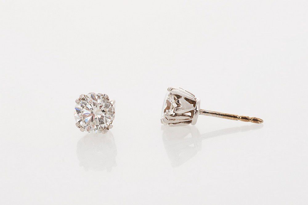 1ct Diamond Studs in 18ct White Gold - Earrings - Jewellery