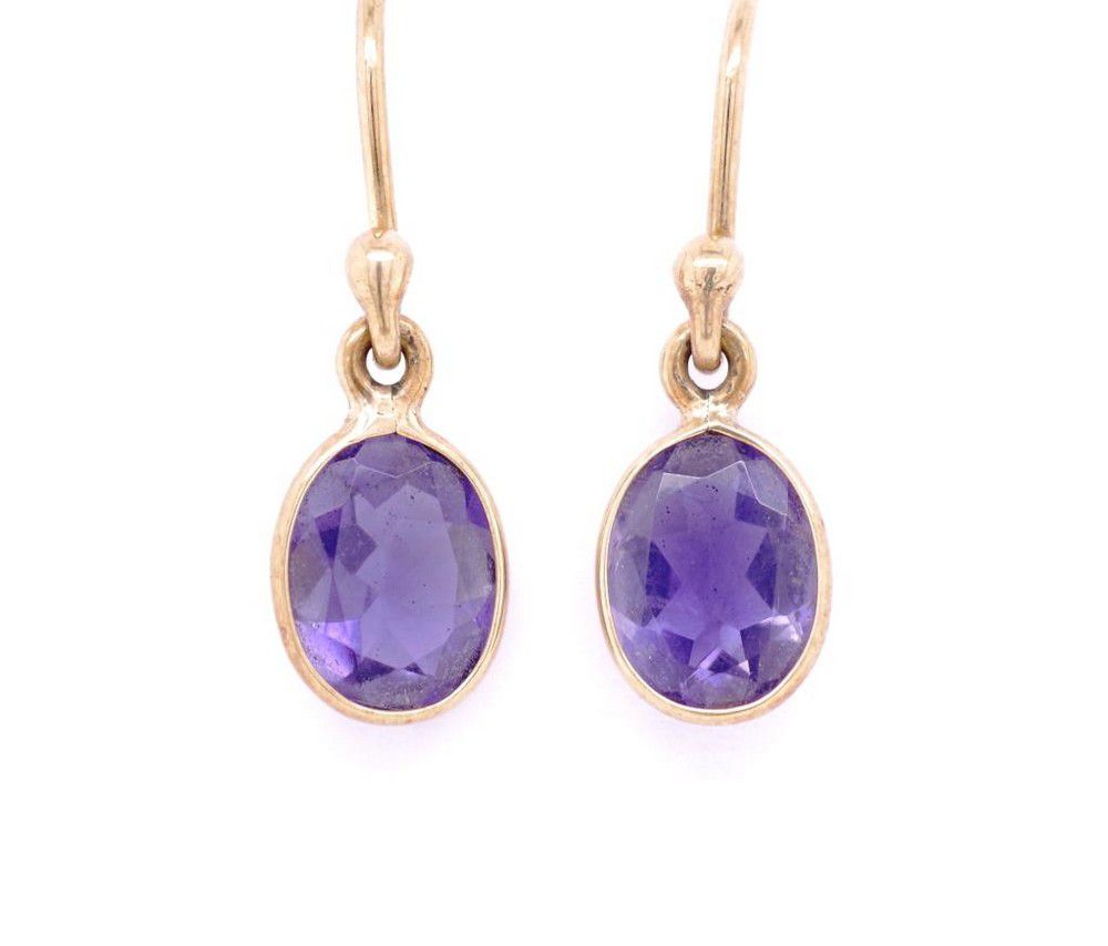 Vintage Iolite Drop Earrings in 9ct Gold - Earrings - Jewellery