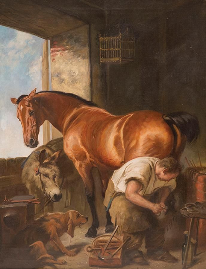Late 19th century English oil on canvas 'The Farrier