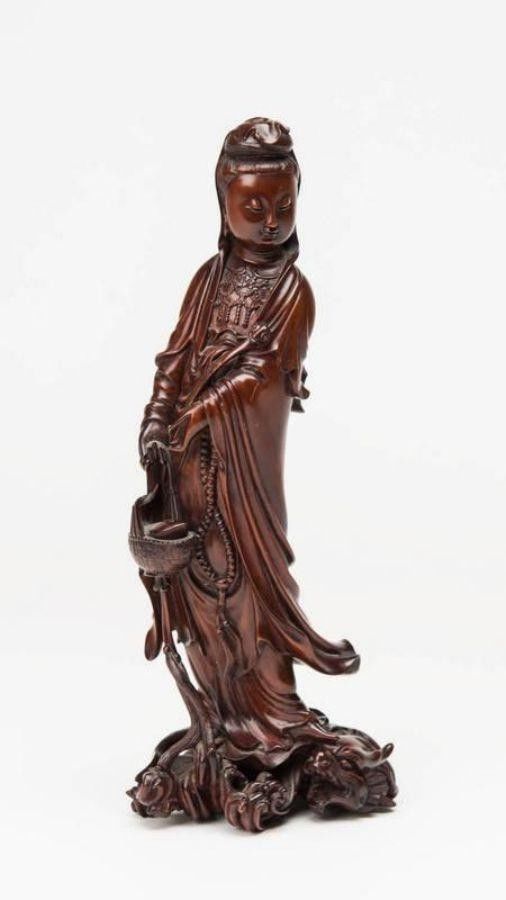Rosewood Guan Yin Statue - 27cm - Zother - Oriental